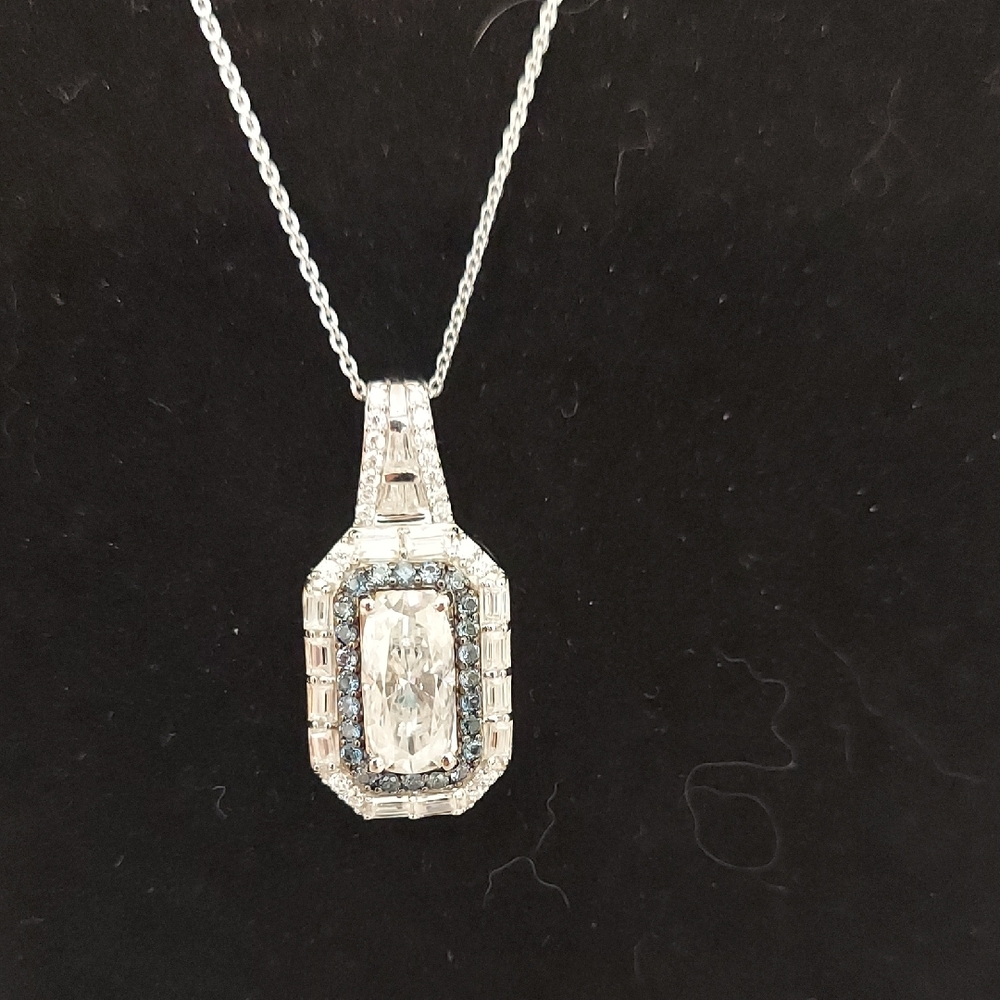 D'Joy Moissanite & Ceylon Blue Sapphire Necklace